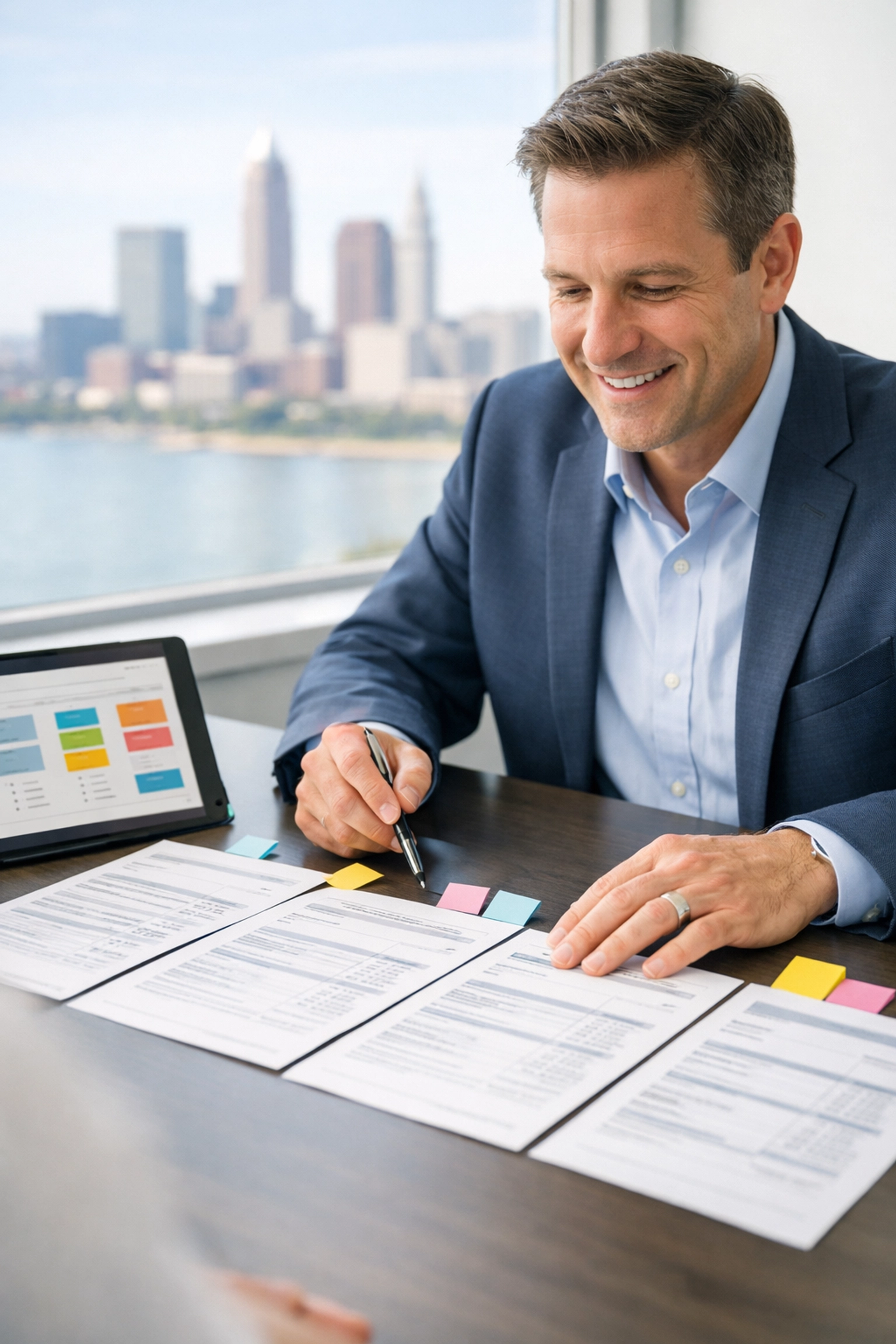 Local insurance advisor comparing business insurance quotes for a Cleveland company expansion.