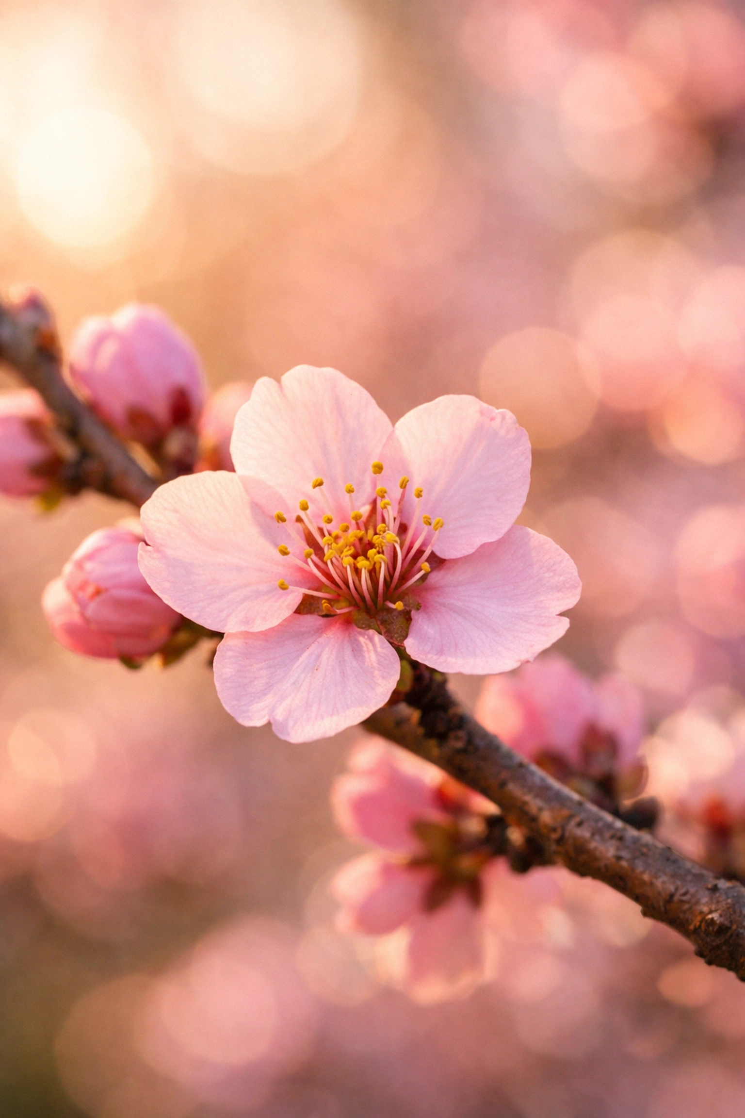 Vibrant cherry blossom macro shot using wide aperture to master manual mode bokeh.
