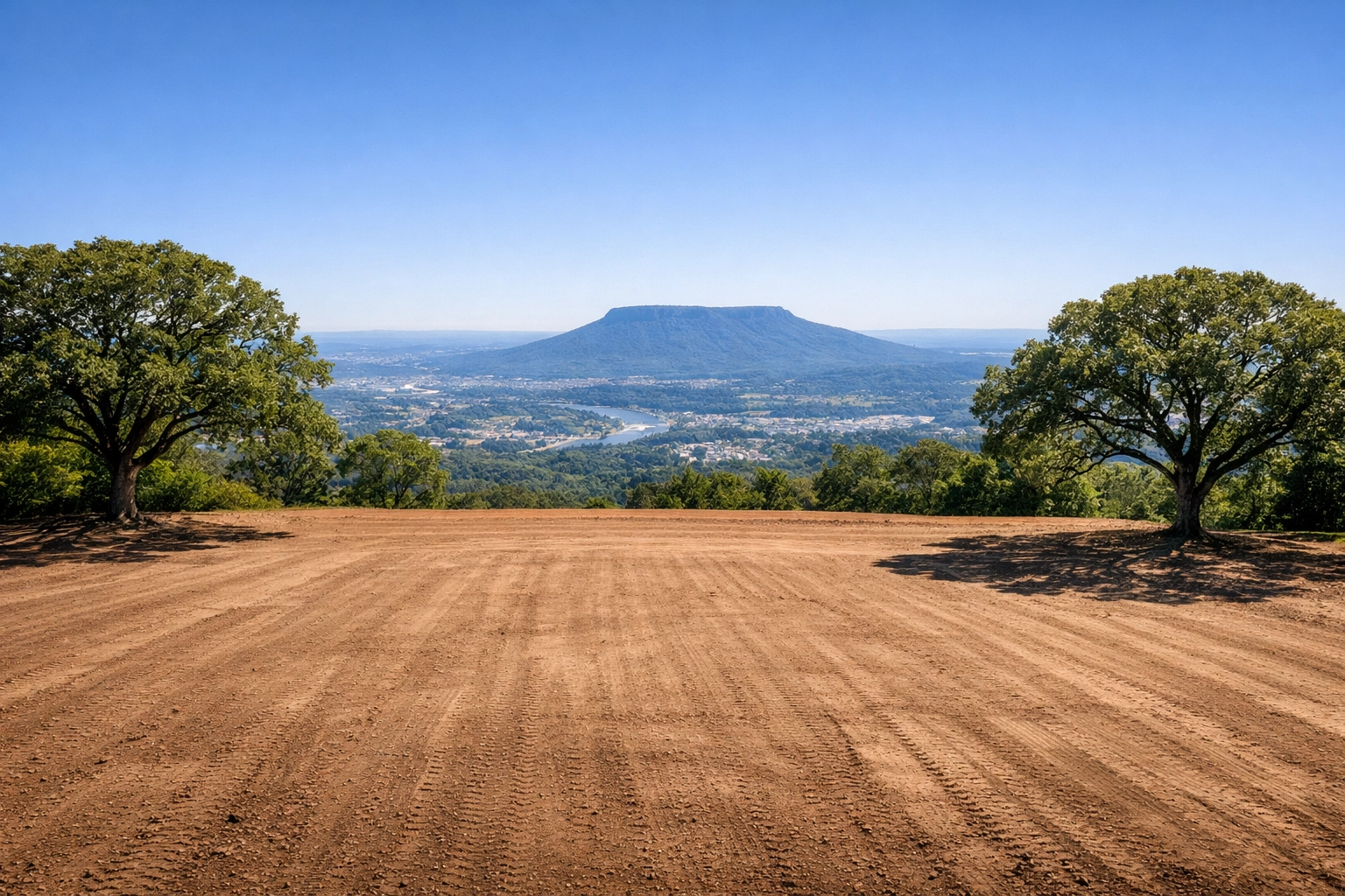 Professional land clearing results for a residential building site overlooking the Chattanooga valley.