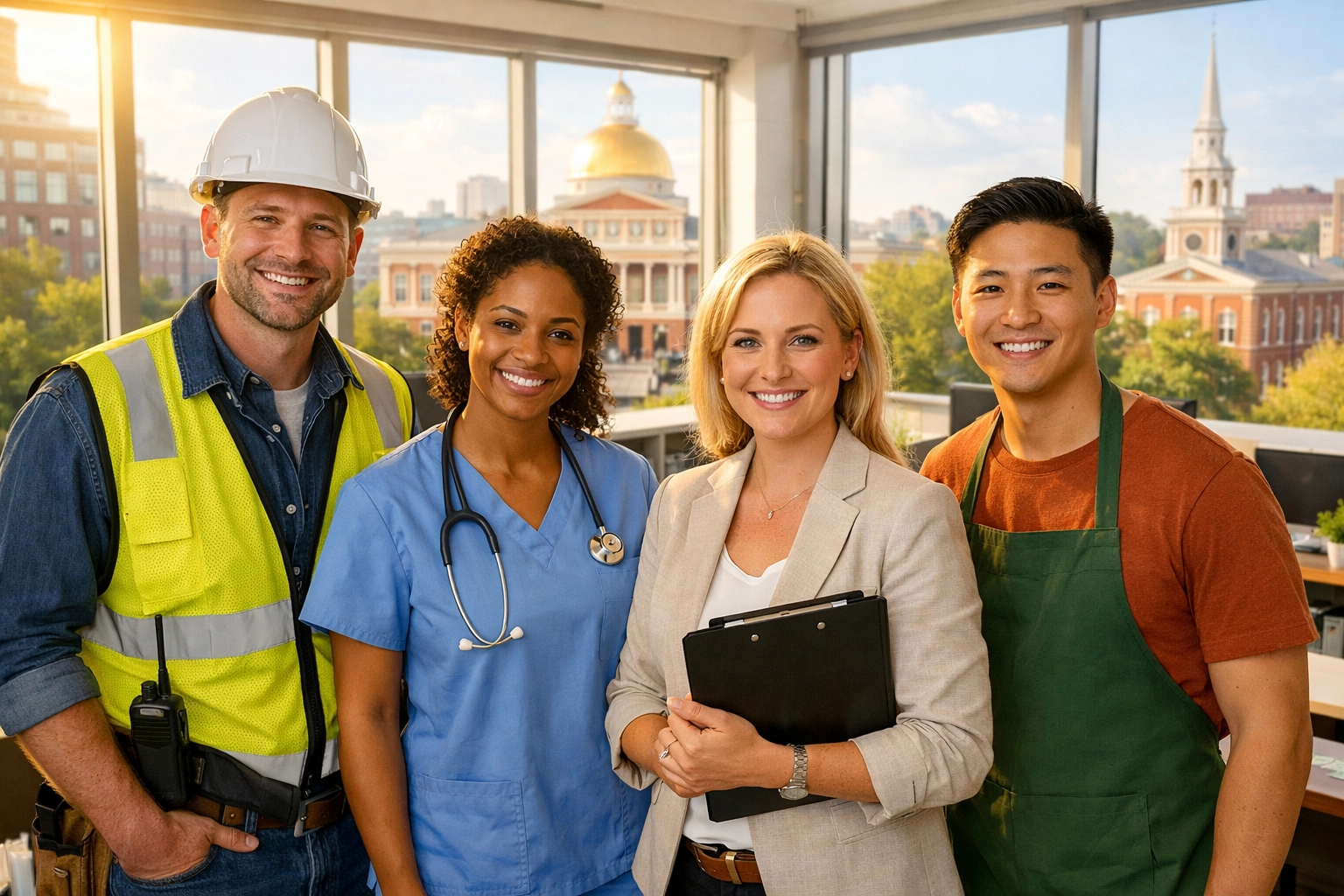 Diverse Massachusetts employees who need workers compensation insurance coverage