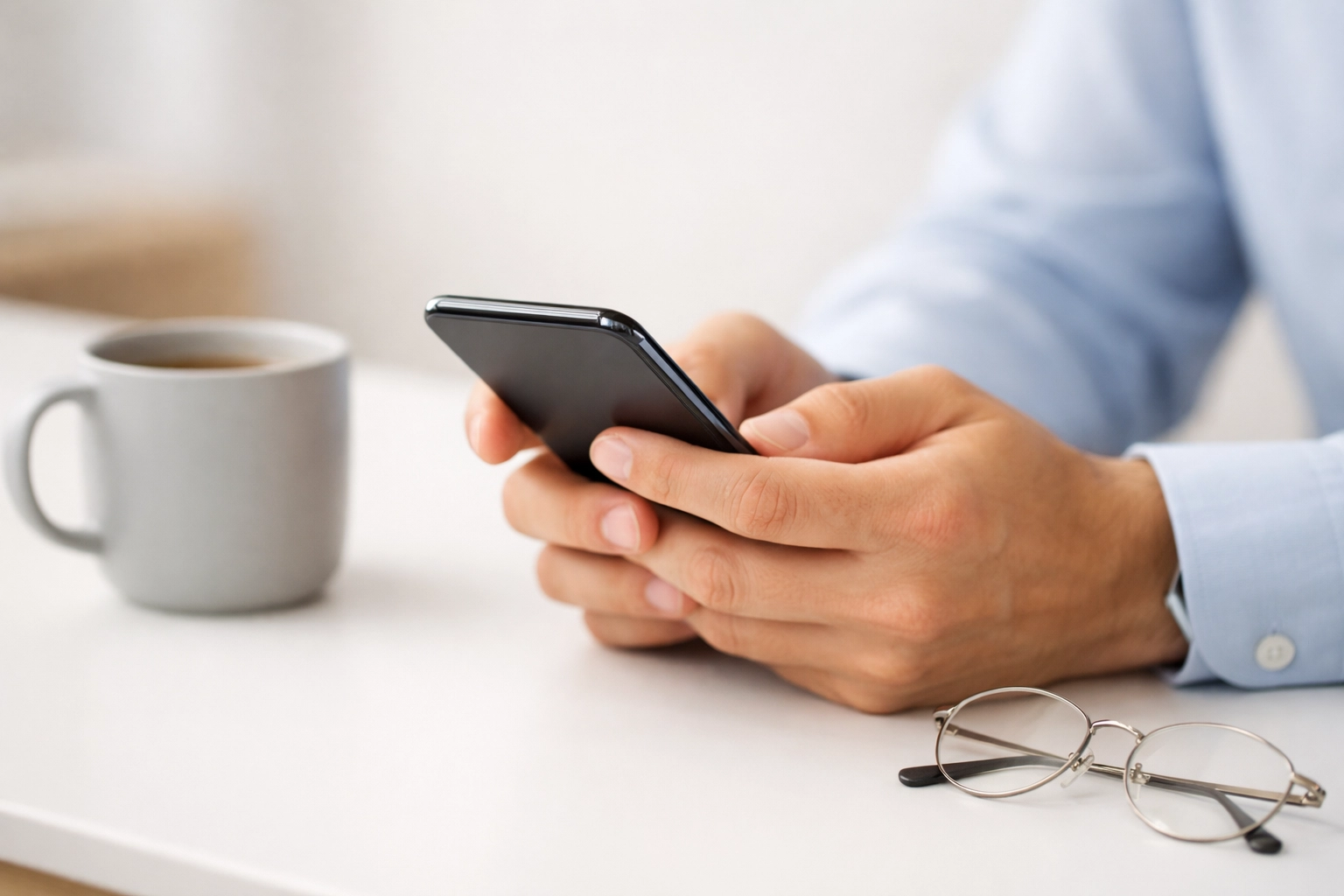 Hands holding a phone to submit digital documents for a payday loan online in Canada.