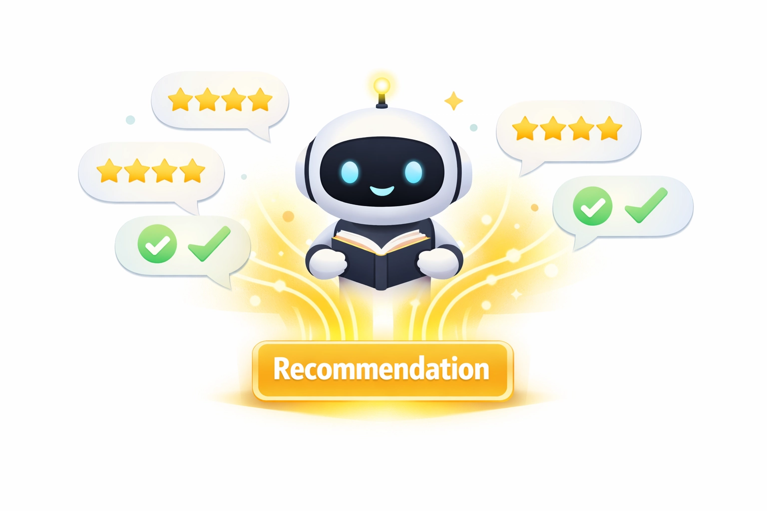 AI karakter elemzi az ötcsillagos Google véleményeket az AEO és a ChatGPT ajánlások javításához.