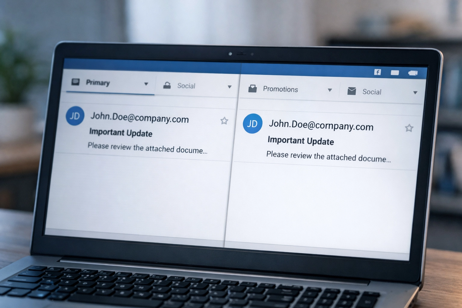Two nearly identical email addresses showing wire fraud scam tactics in Florida real estate closings