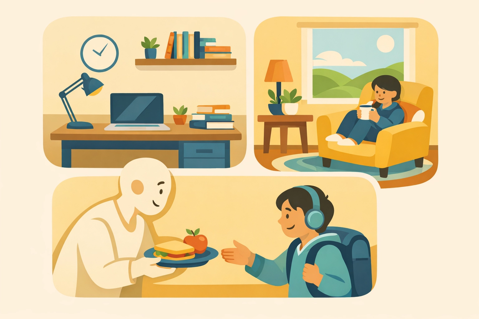 Image 2: 新知立提供的管理型寄宿家庭与学生监护服务，展示平衡的学习与生活环境