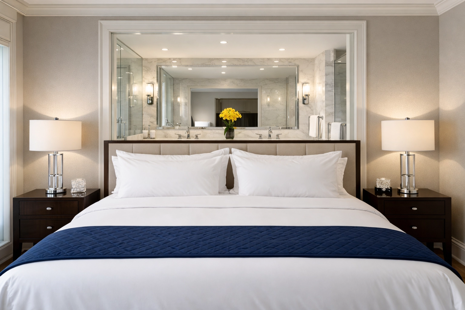 Professionally cleaned luxury master suite in Milton showcasing high-end housekeeping standards.