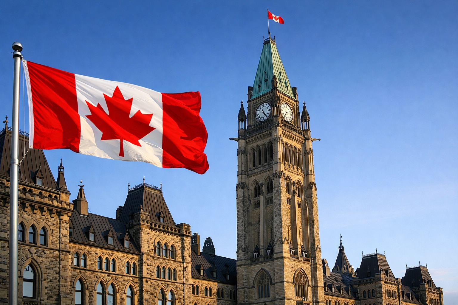 Parliament Hill in Ottawa representing federal mandates for Canadian healthcare services.