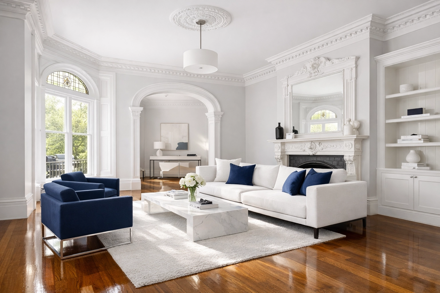 Pristine Cambridge home living room after professional deep cleaning services.