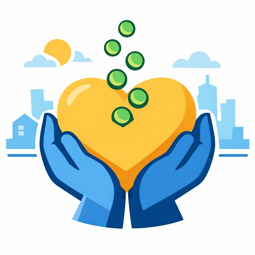 Graphic representing charitable tax deductions and community-focused tax planning strategies.