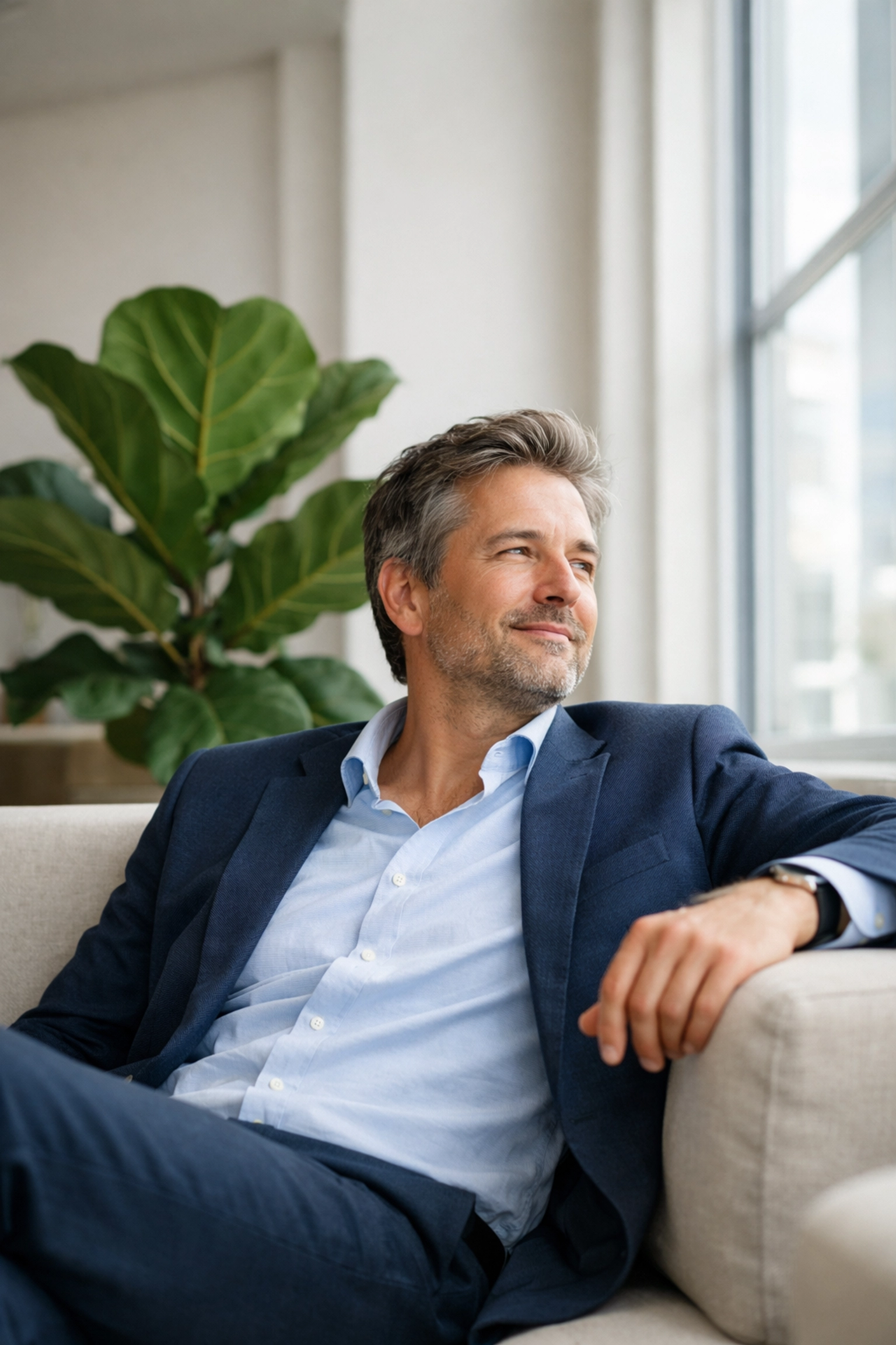 Relaxed founder gaining peace of mind by using professional monthly bookkeeping services to scale.