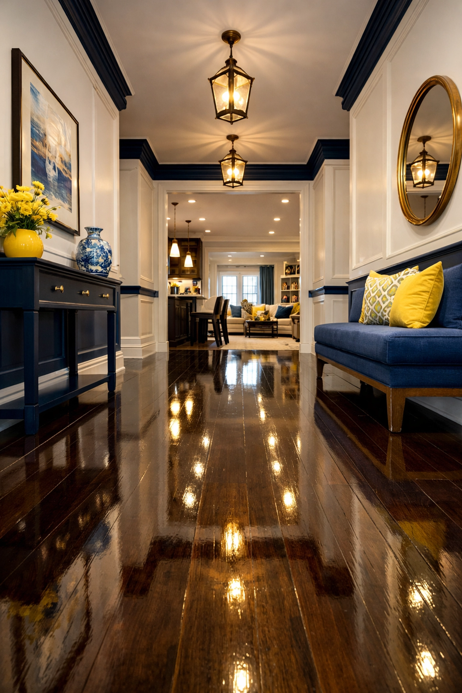 Pristine hallway with shiny floors showing the results of expert apartment cleaning services in Leominster MA.