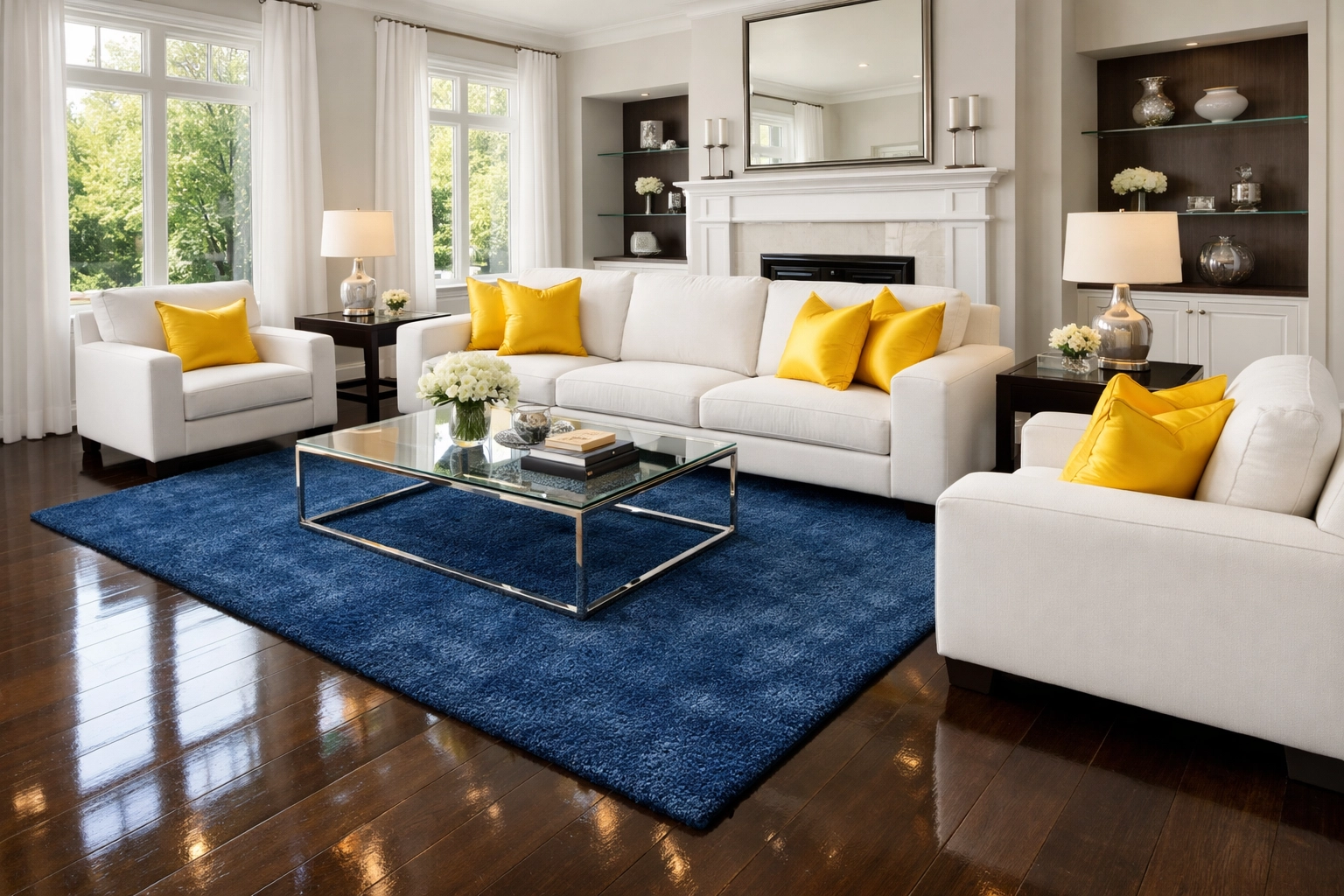 A perfectly staged living room in Massachusetts after a high-end Deep cleaning Worcester session.