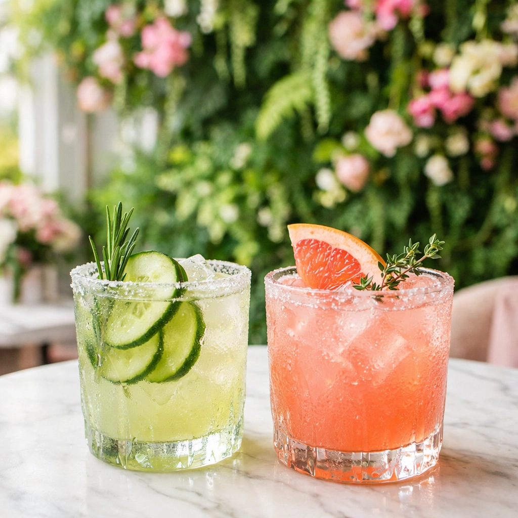 Botanical cocktails at Son & Garden, a plant-forward greenhouse bar in Walnut Hills, Cincinnati.