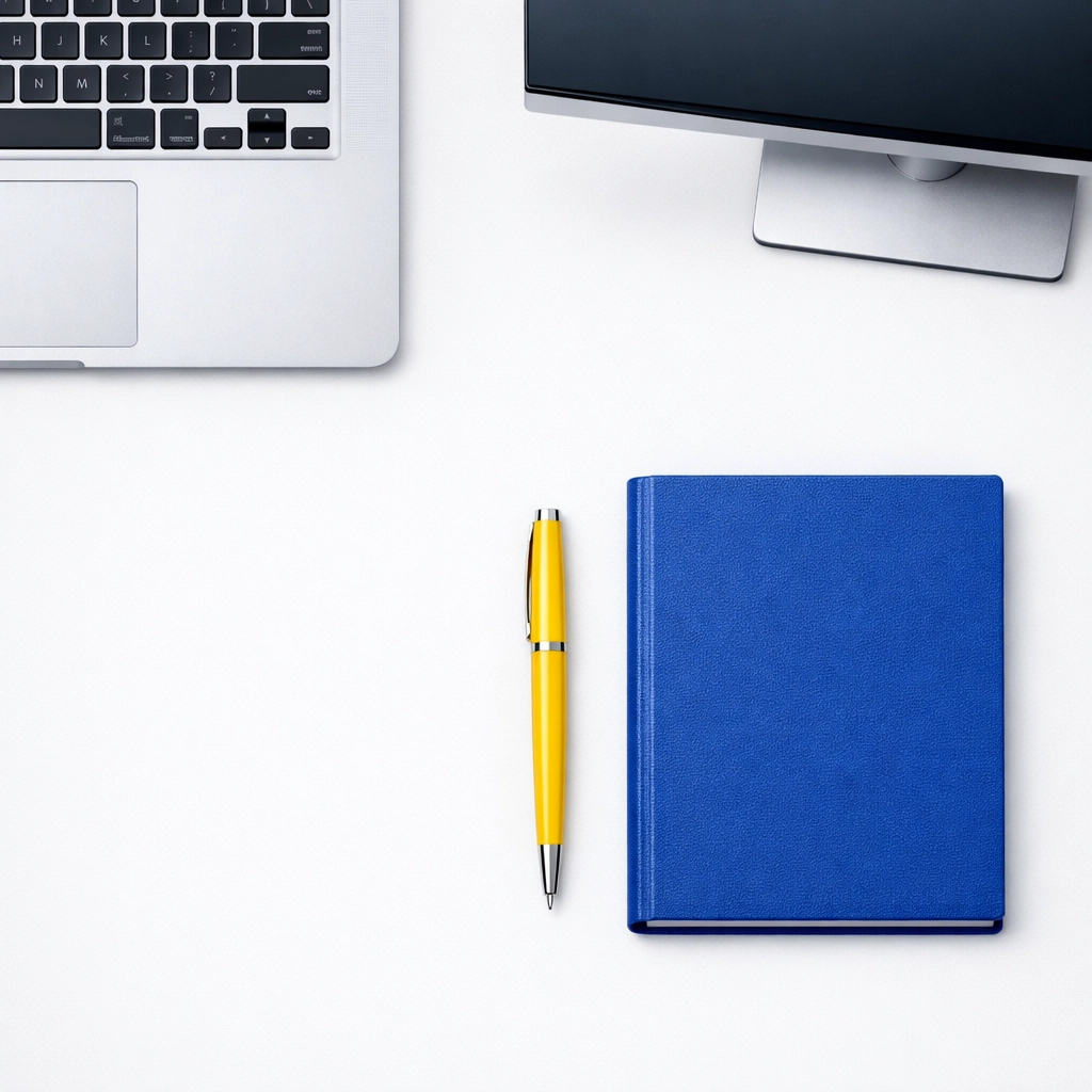 Detailed view of a dust-free, sanitized minimalist office workstation in Salem, Massachusetts.