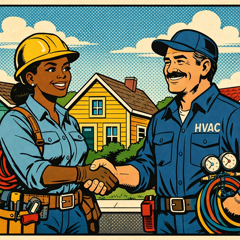 Local service business partnership between HVAC and electrical contractors