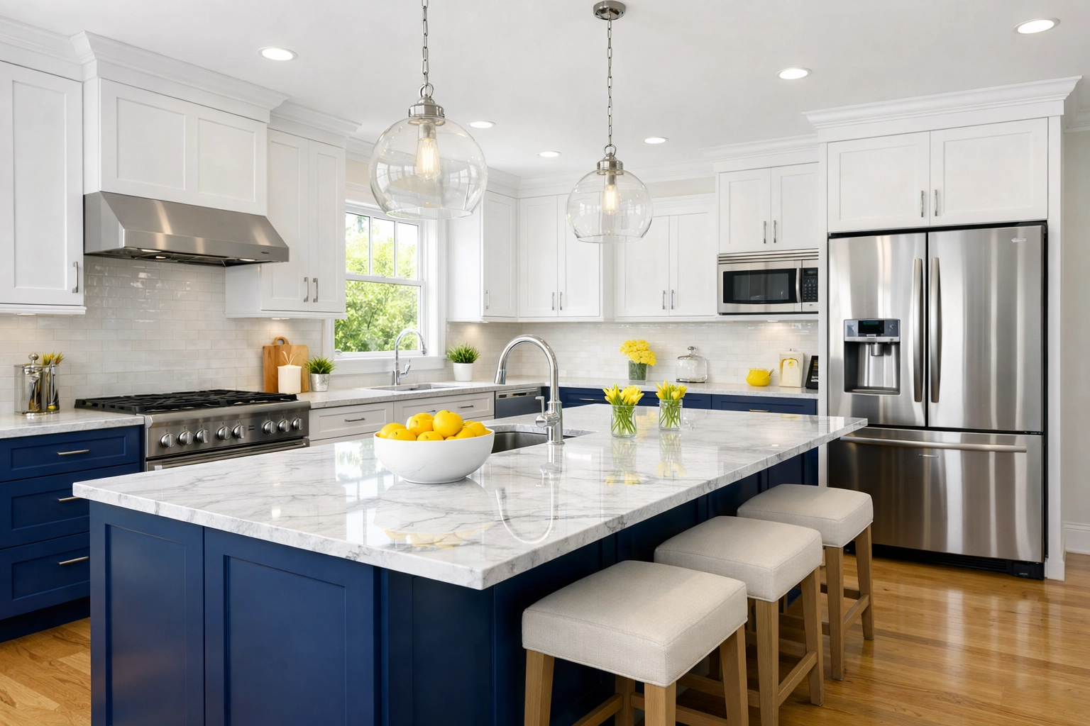 Sparkling clean modern kitchen in Medfield MA after a professional deep cleaning service.