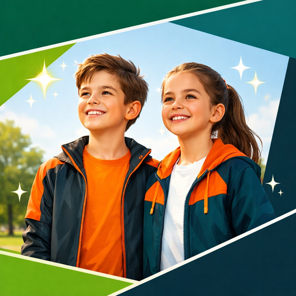 Empowered boy and girl looking to a bright future after learning essential Christian life skills for kids.