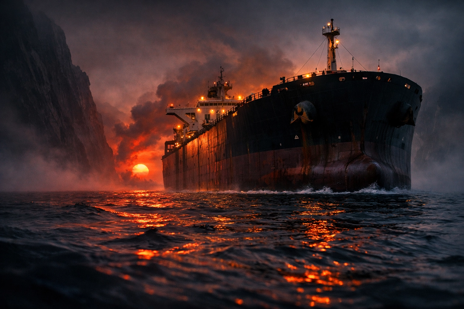 Industrial oil tanker ship illustrating shipping delays and rising energy costs from Middle East conflict.