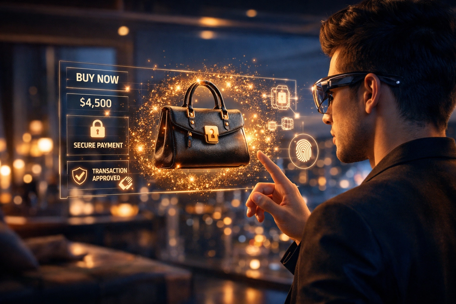 Interactive metaverse shopping experience showing a secure Web3 payment transaction through Larecoin.