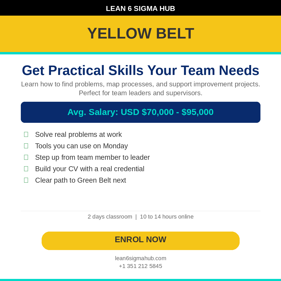 Lean 6 Sigma Hub Yellow Belt course promotion