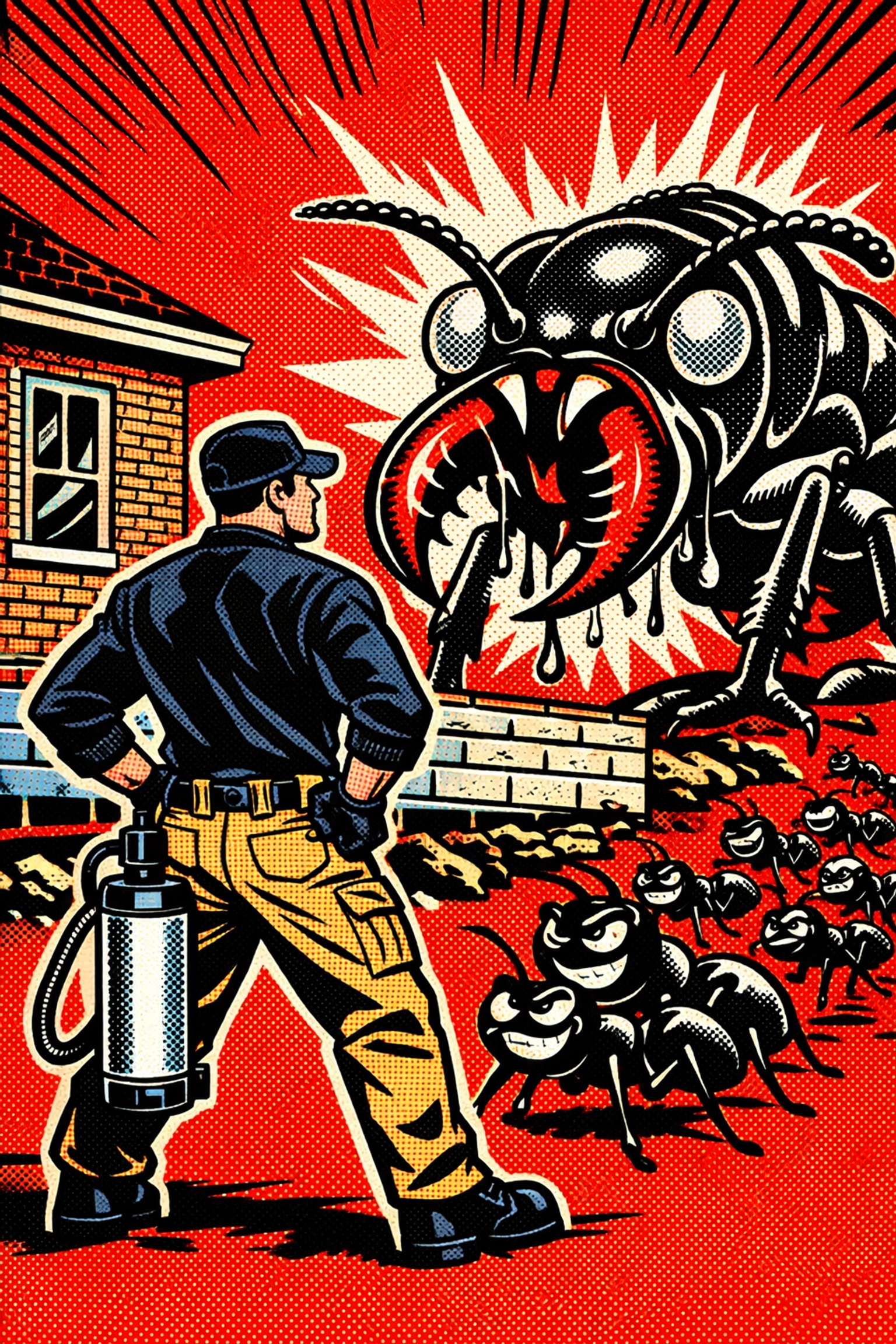 Pest X technician heroically stopping termites and sugar ants in Jasper, Alabama.