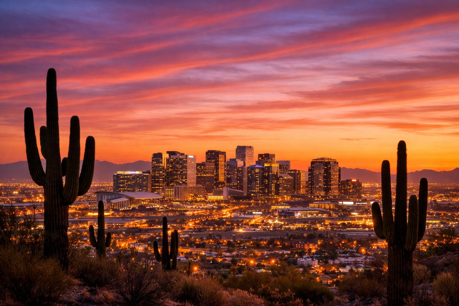Phoenix Arizona skyline at sunset representing the 2026 real estate market landscape. Phoenix Arizona skyline at sunset representing the 2026 real estate market landscape.