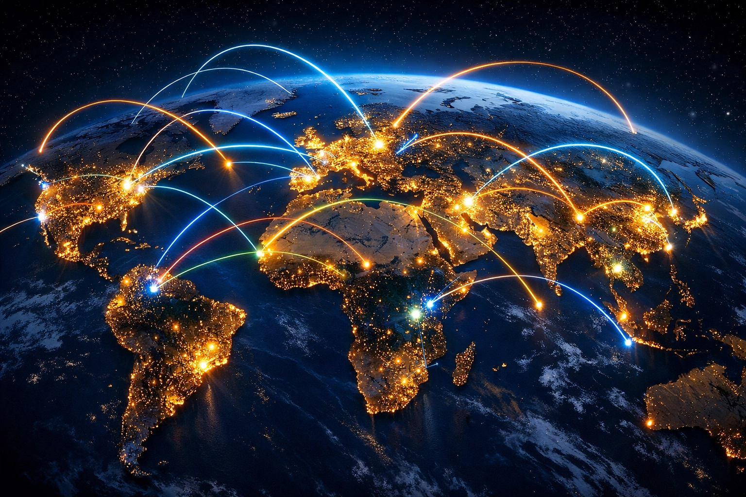 Global financial network showing macro trading connections across international markets and currencies