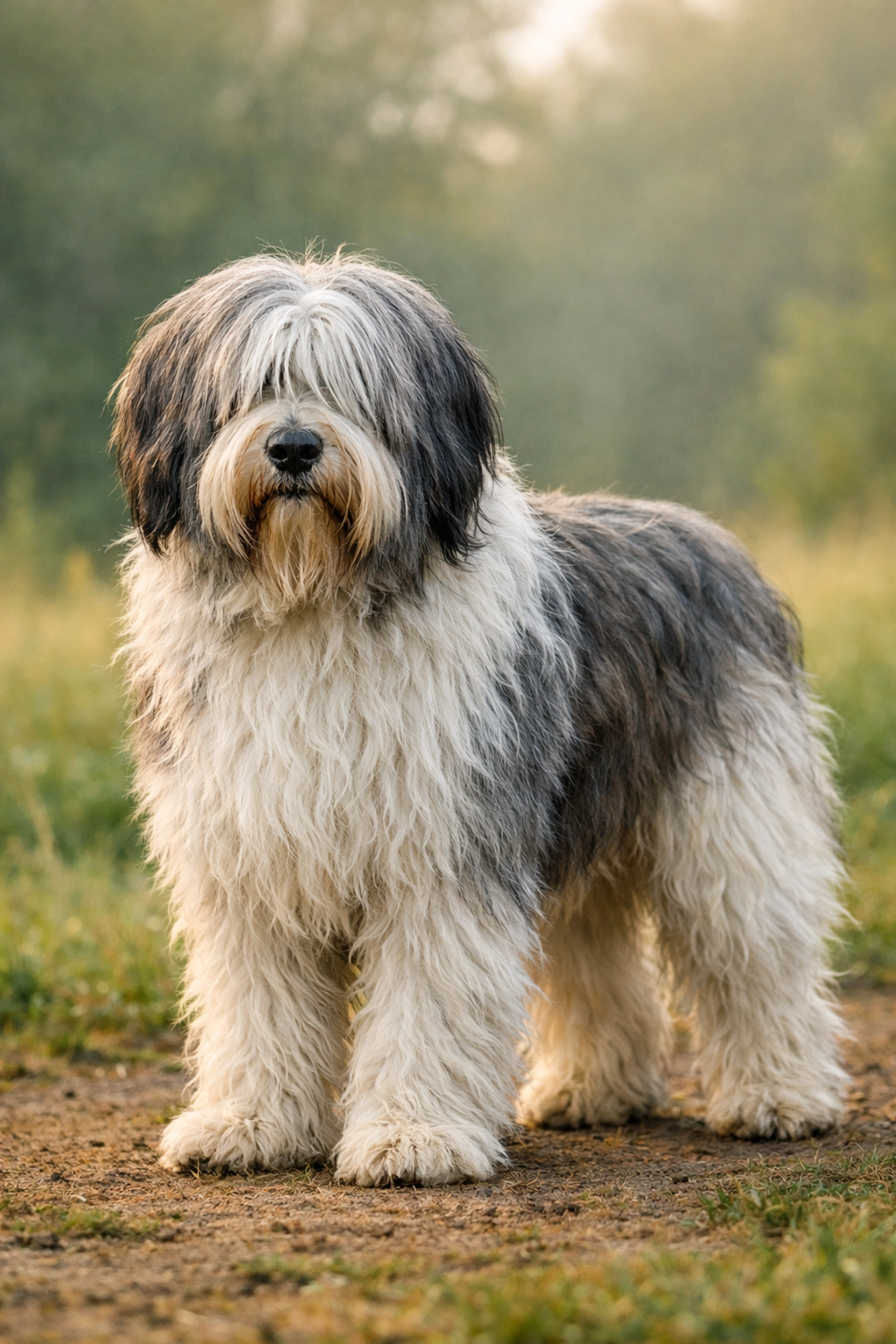 Berger Polonais de Plaine au pelage long et épais dans un pré naturel