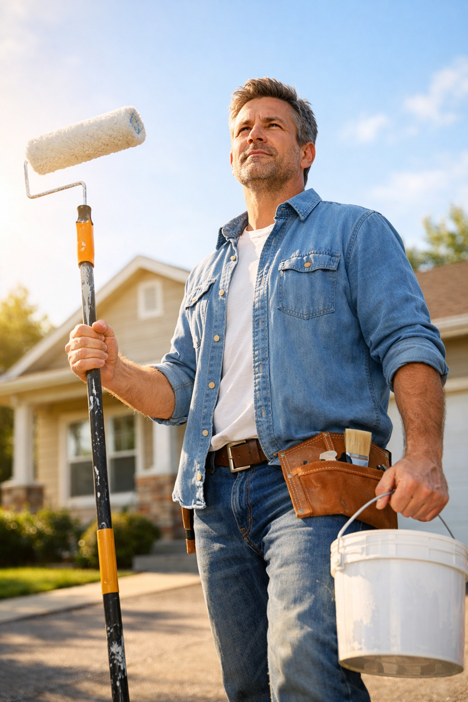 Professional painter starting residential painting business in Atlanta with paint supplies