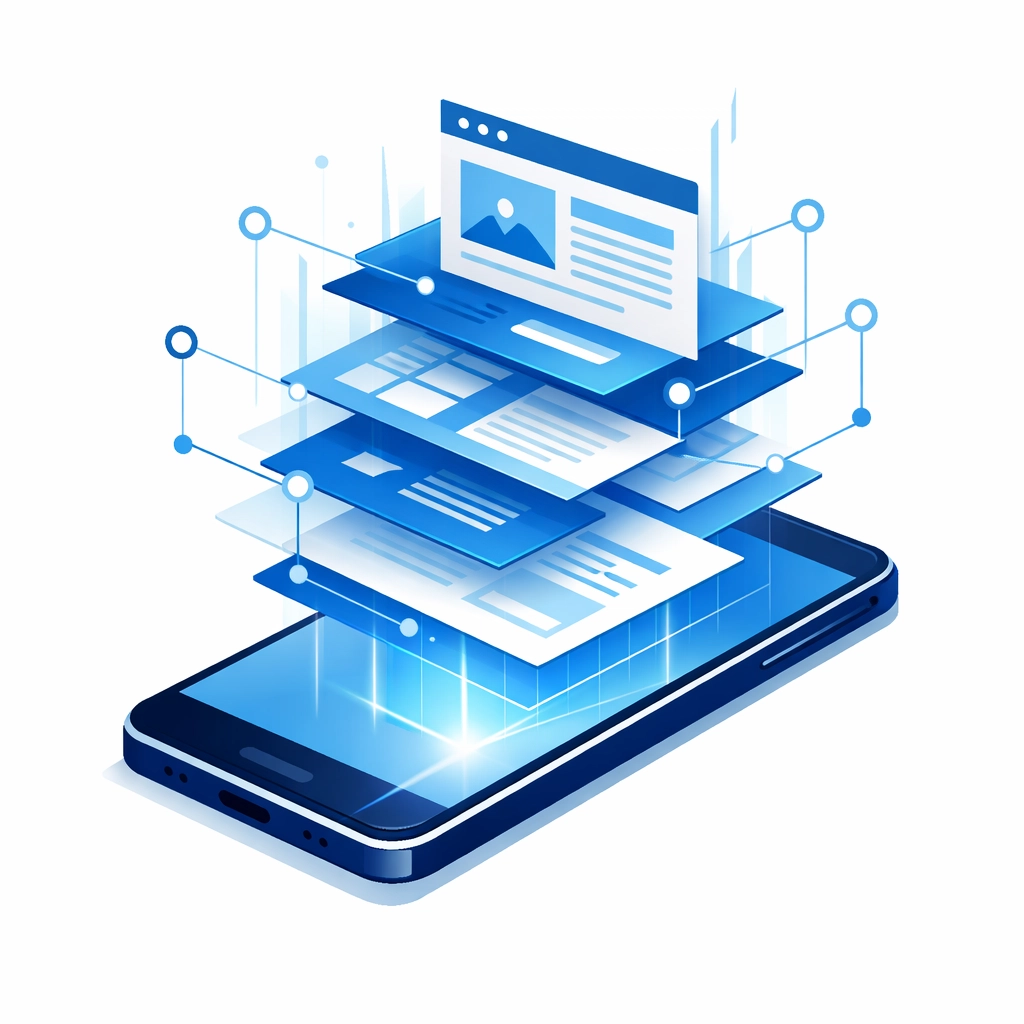 Clean vector design of a mobile phone showing structured website architecture for technical SEO and fast performance.