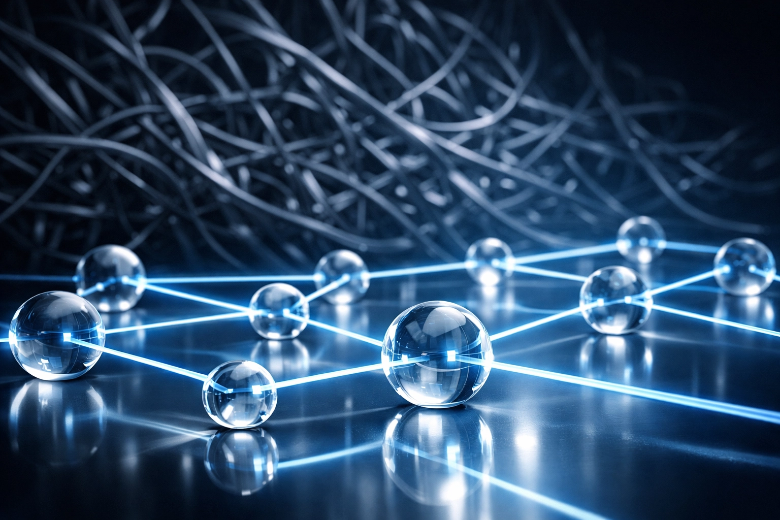 Modern API integration services replacing messy legacy scripts with a clean data network.