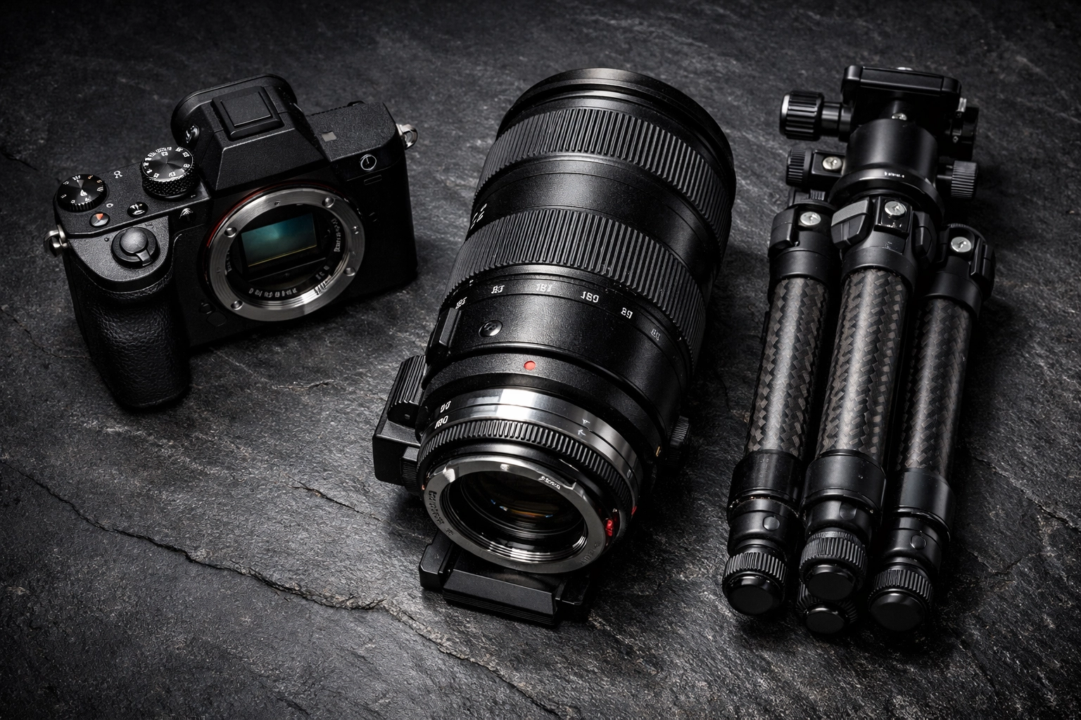 Essential travel photography gear including a mirrorless camera and tripod for professional work in 2026.