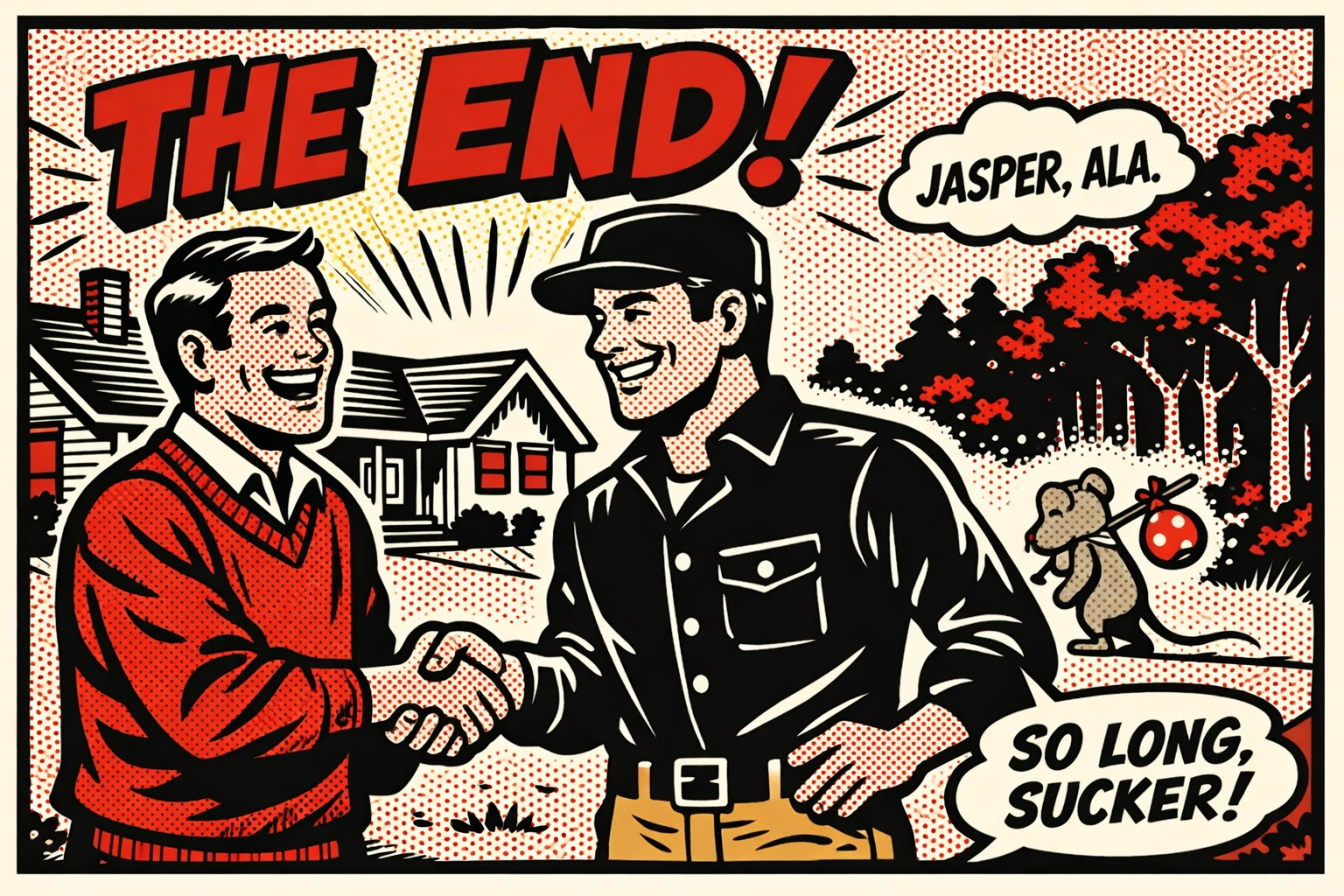 Jasper pest control technician shaking hands with a satisfied customer after successful rodent removal from a home.