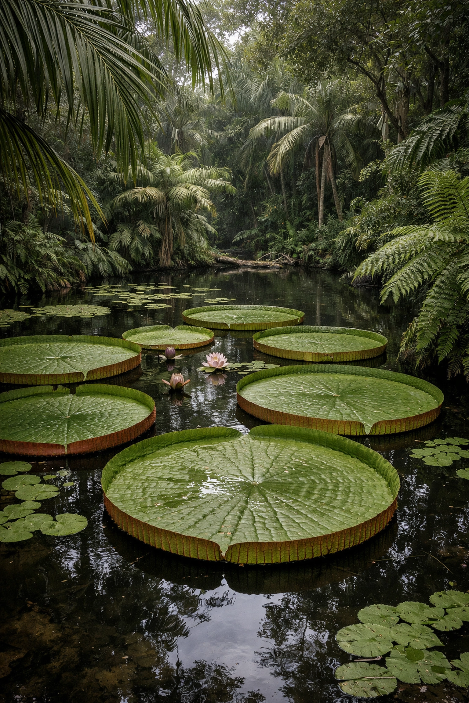 Lush lily pond and tropical plants at Fairchild Botanical Garden, ideal for Miami nature photography.