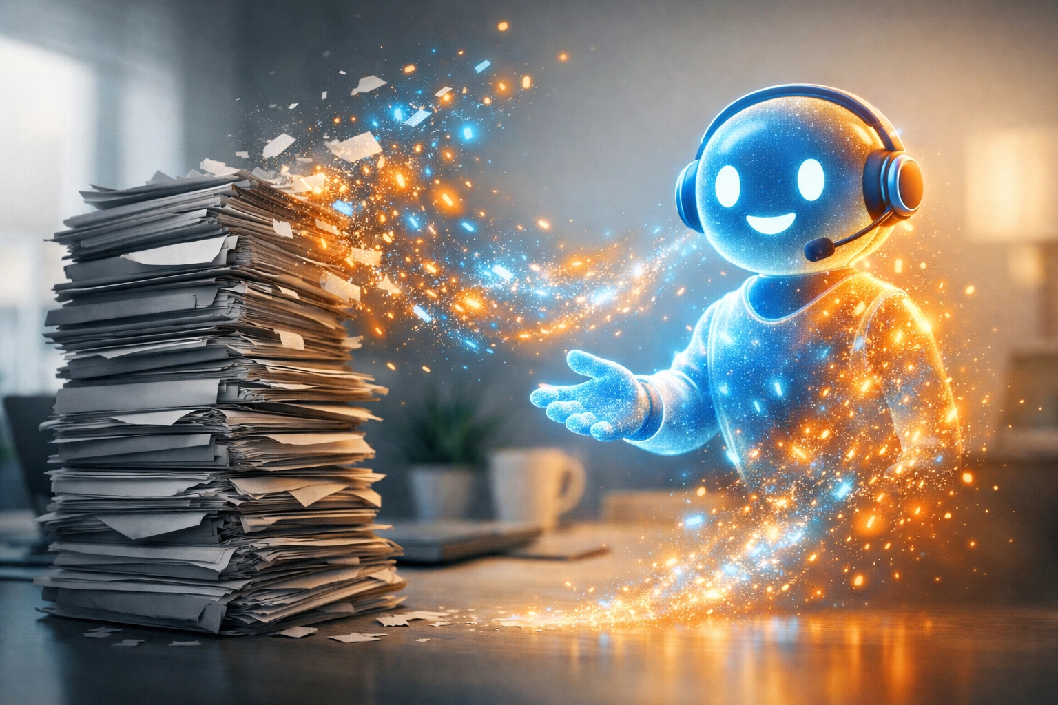 AI digital assistant replacing traditional support tickets for faster customer service automation.