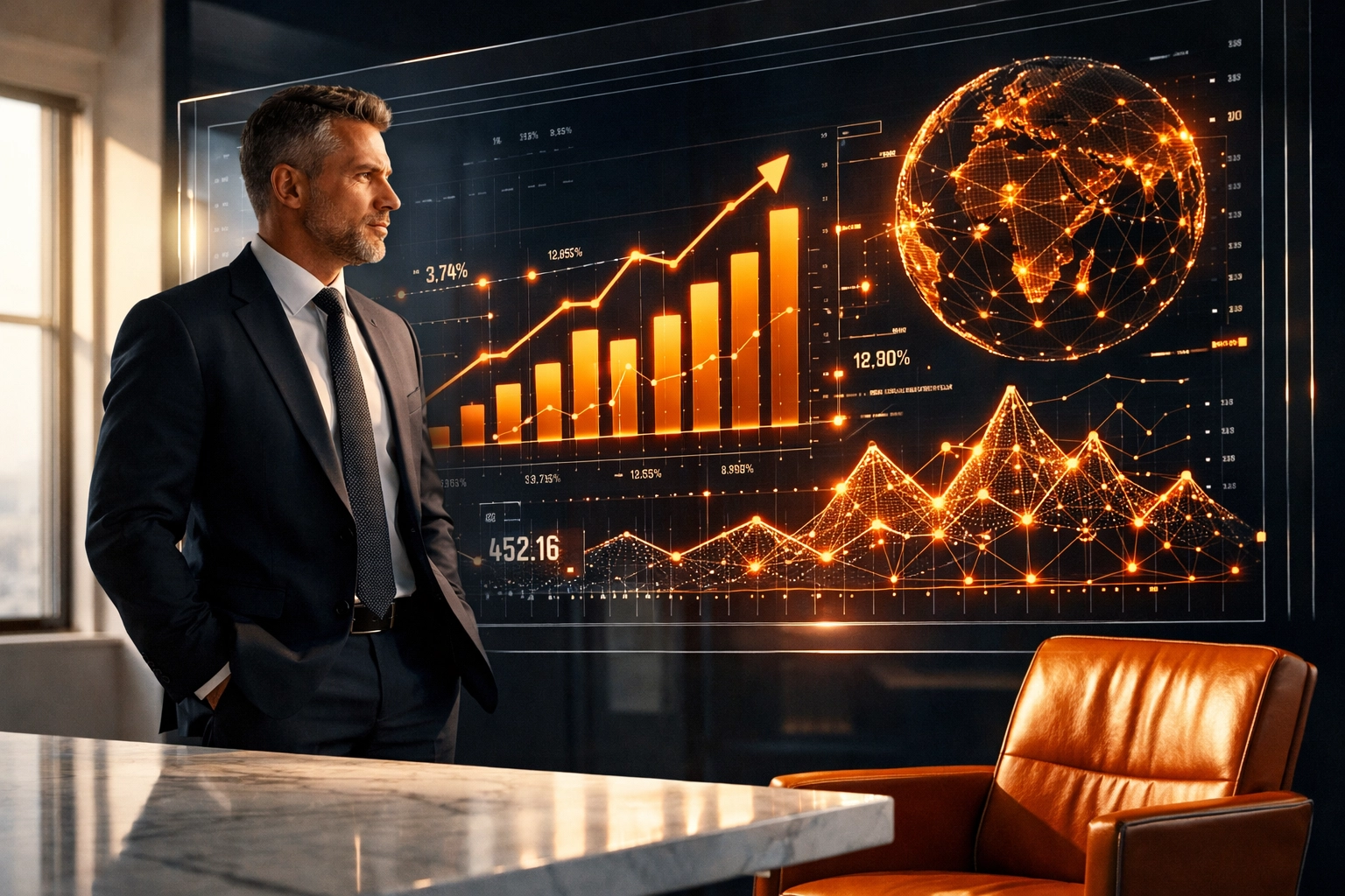 Business advisor reviewing accurate financial data and growth models to eliminate guesswork in business valuation.