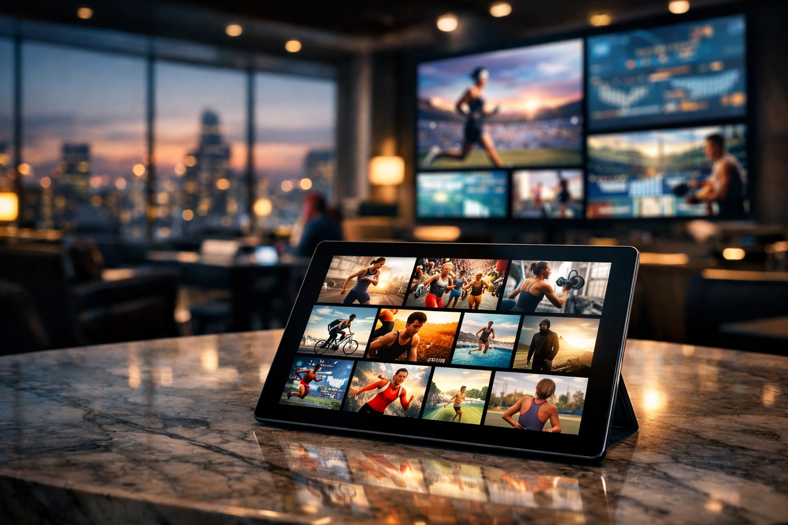 Modern media planning dashboard displaying multi-platform athlete content for NIL campaigns.