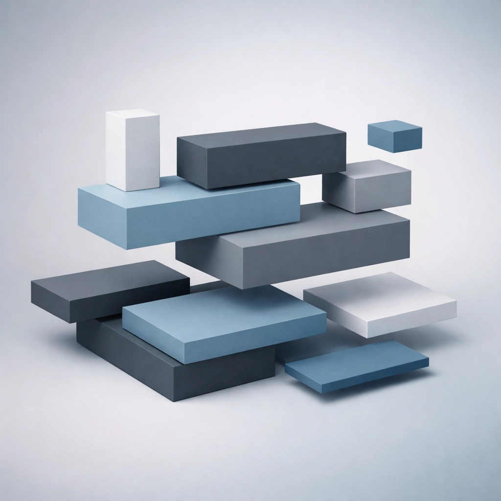 Geometric shapes illustrating cumulative layout shift stability