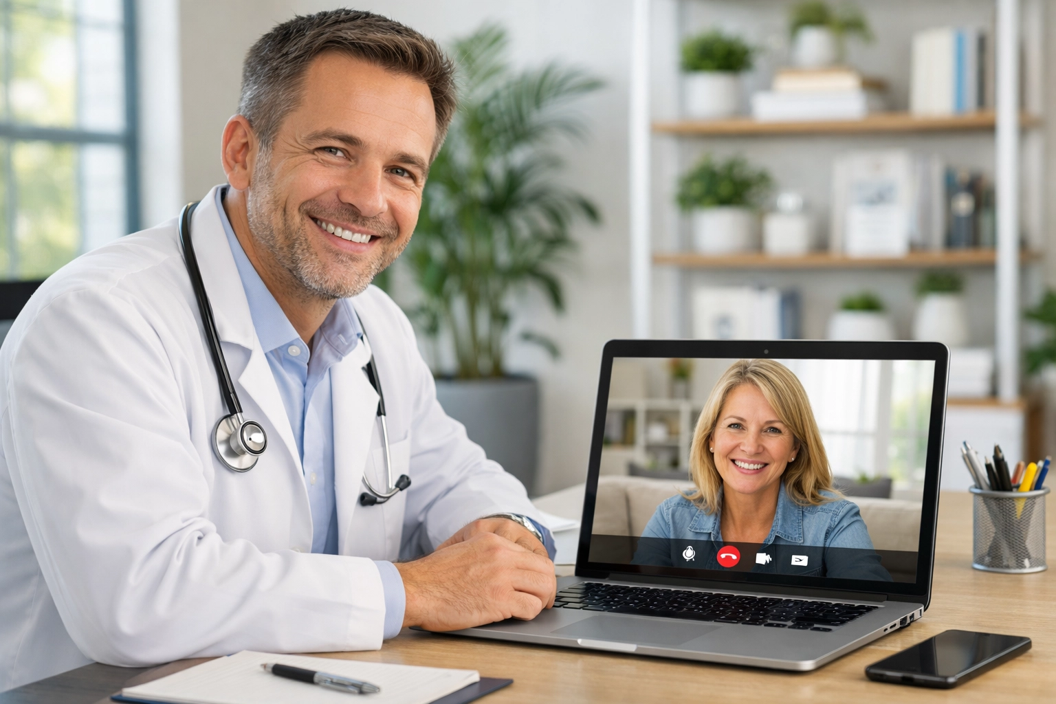 Massachusetts telemedicine doctor conducting virtual consultation for weight loss treatment