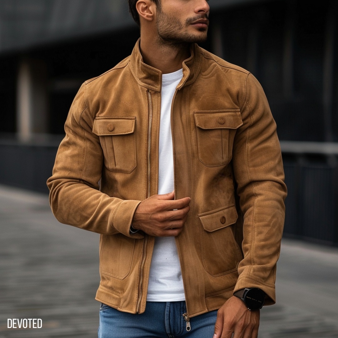 Handcrafted Pure Leather Jacket in Tan