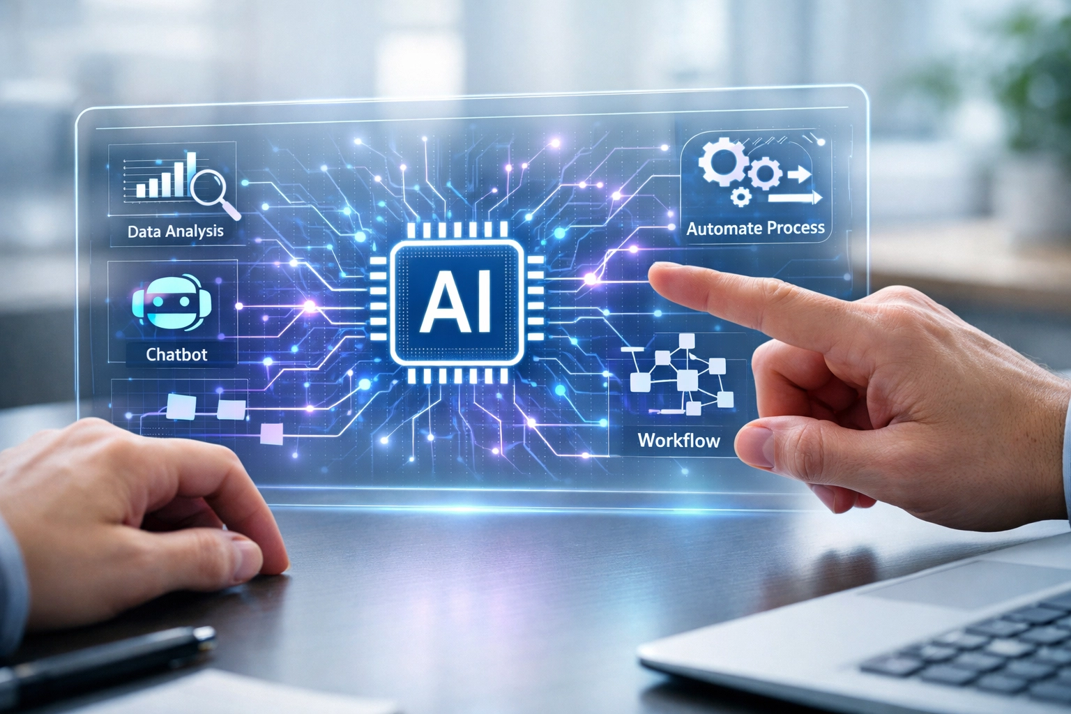 ServiceNow Now Assist AI interface with automated workflow visualizations