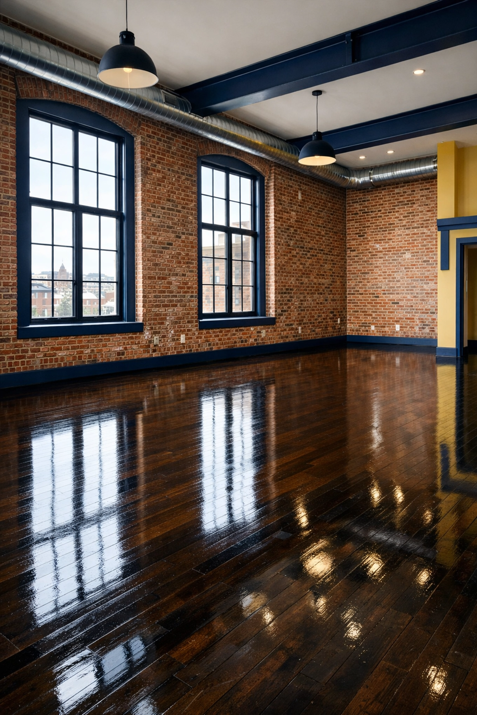 Empty Worcester loft with spotless floors after a professional move-out cleaning Worcester.