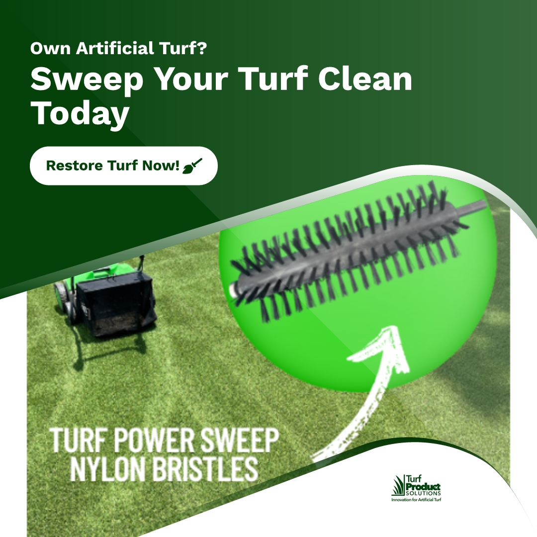 Turf Power Sweep A battery-powered artificial turf broom featuring precision-engineered nylon bristles for deep cleaning.