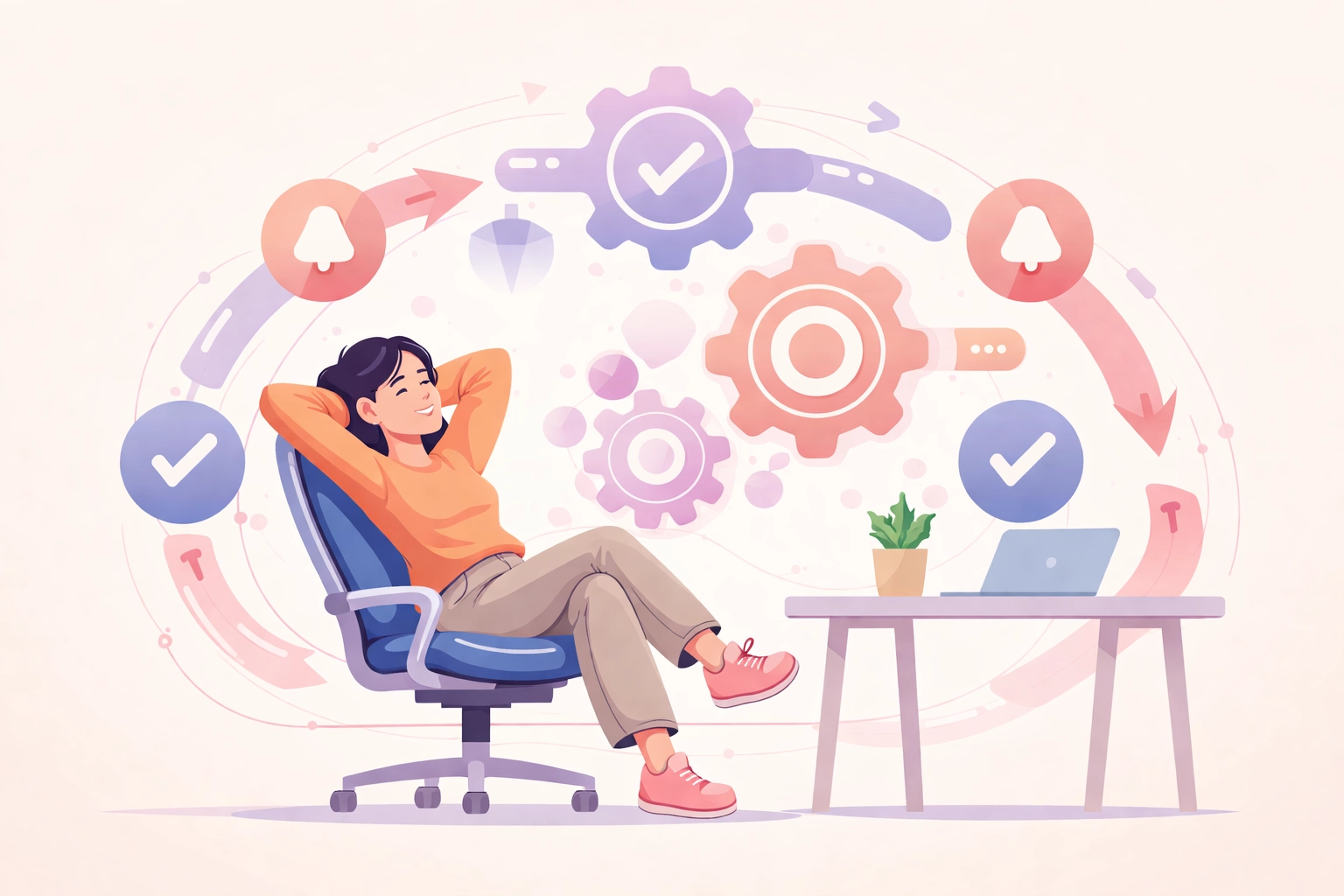 Automated workflow illustration representing efficient business processes and time-saving team management