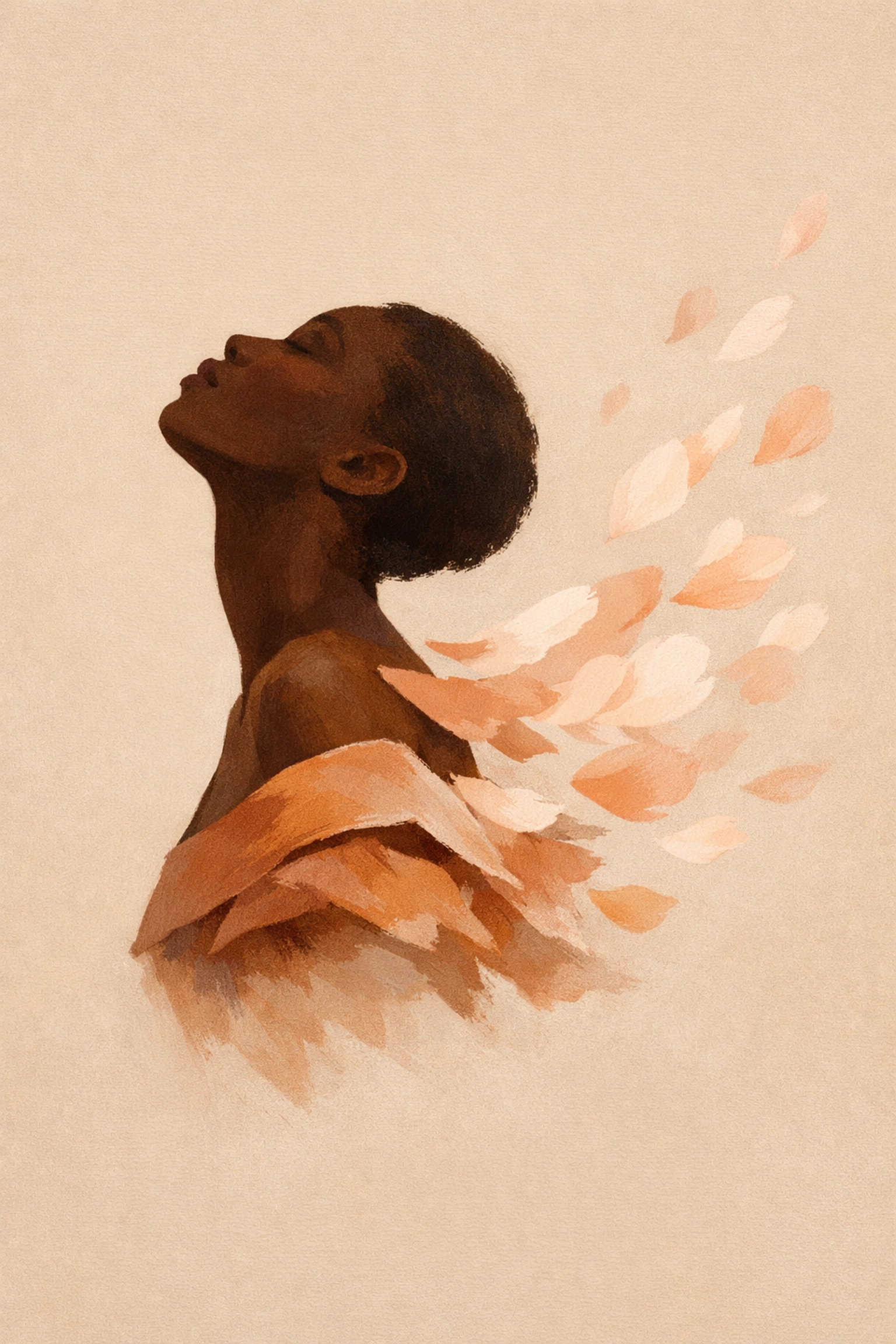 Illustration of a Black woman shedding heavy layers to represent somatic release and the power of radical honesty.