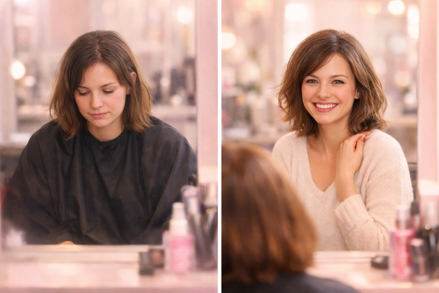 Client showing renewed confidence after therapeutic hair care session