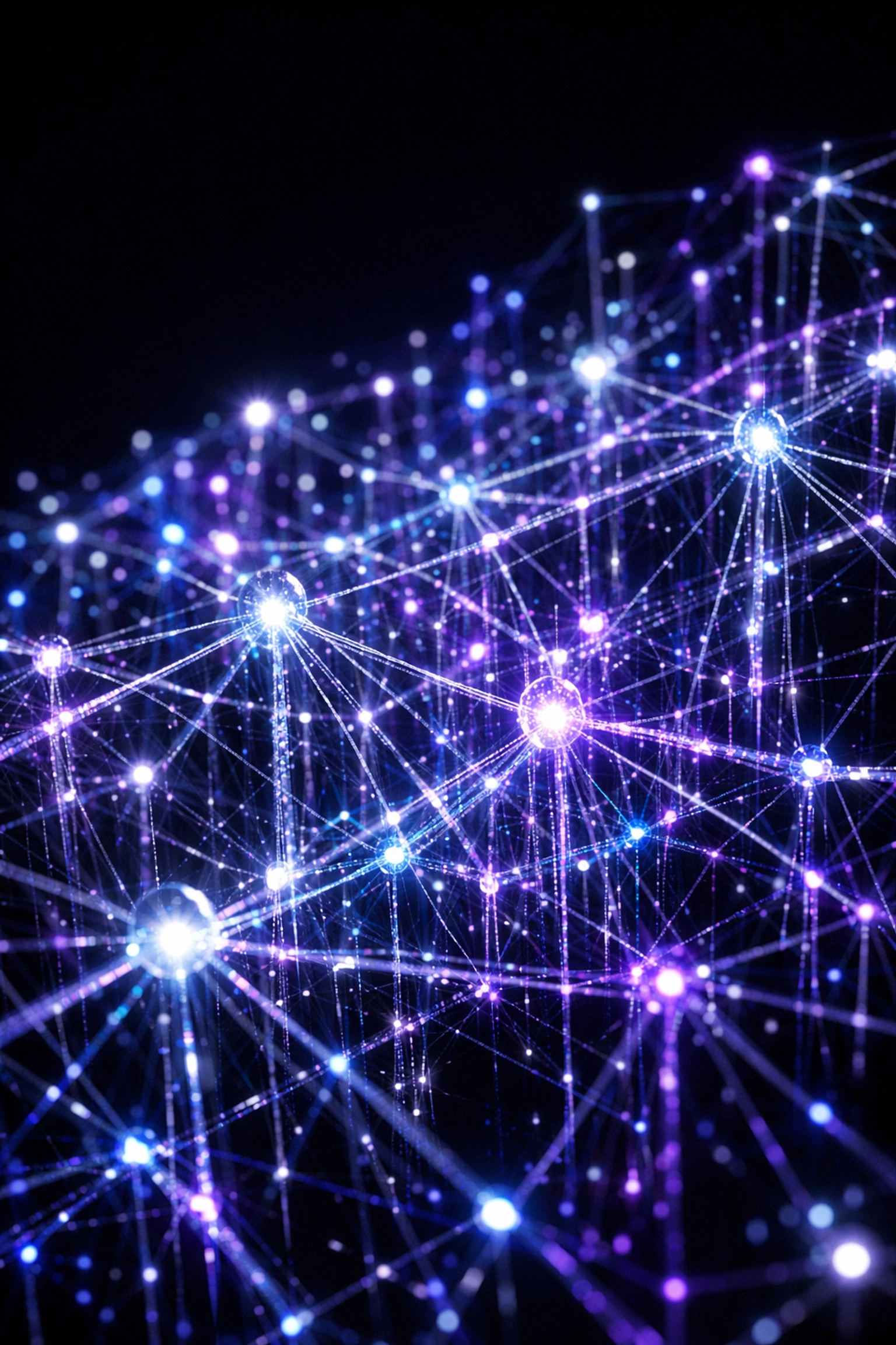 Glowing knowledge graph constellation showing interconnected data nodes for AI and data engineering.