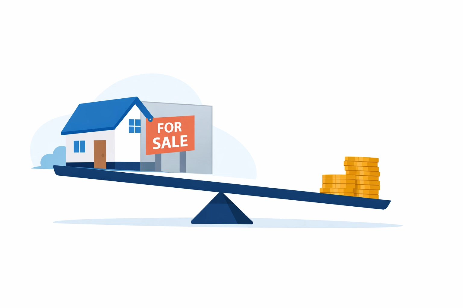 Imbalanced scales showing property value loss due to spray foam mortgage restrictions.
