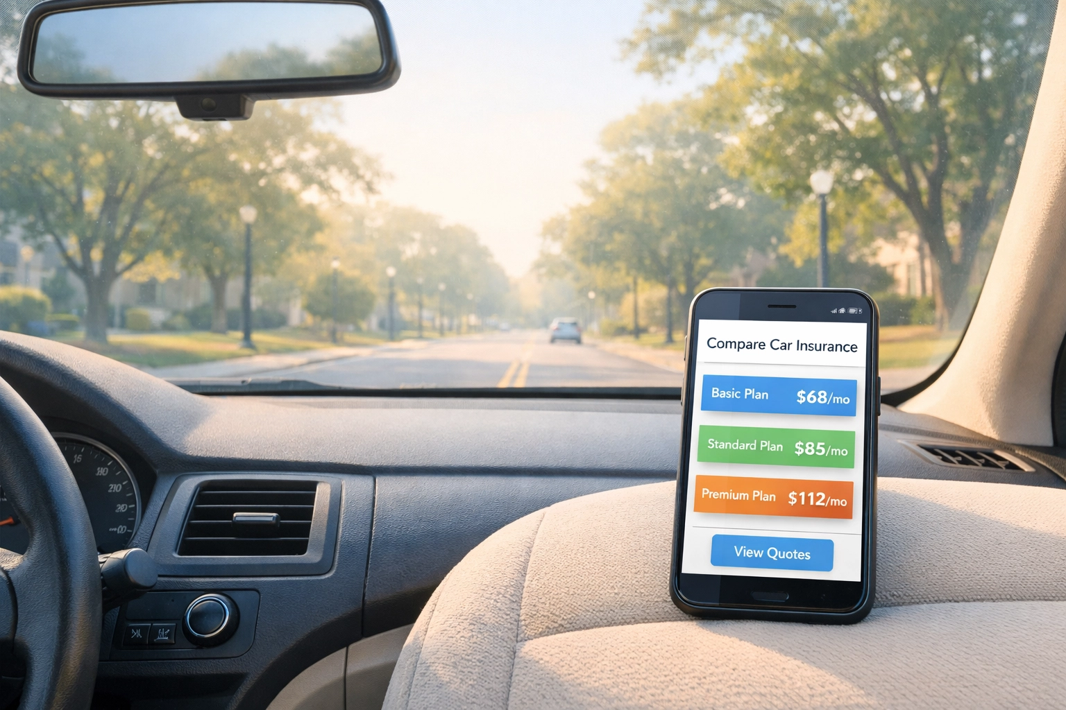 Driver comparing car insurance rates on smartphone app in Pennsylvania