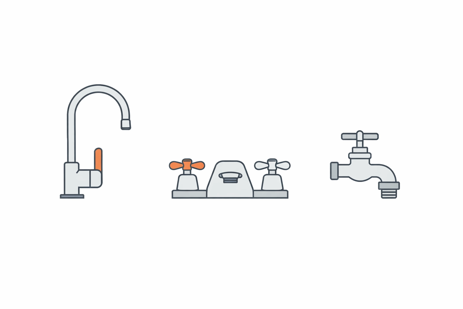 Common faucet styles for Vancouver homes including kitchen, bathroom, and laundry room taps.