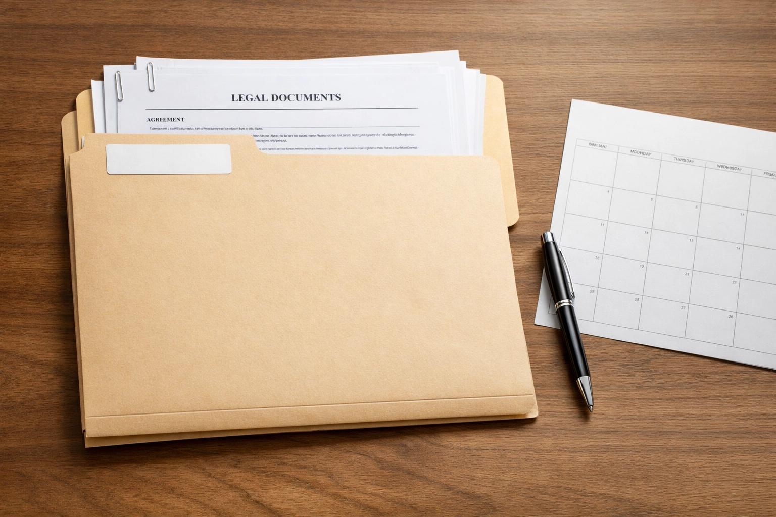 organized legal documents in a folder for filing a child support modification petition in Virginia